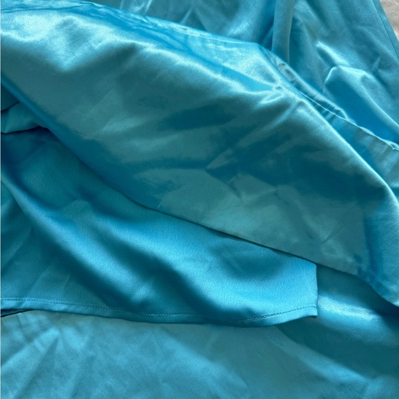 STAUD Small Sidney Satin Blue Maxi Dress Halter Open Back - Picture 10 of 12